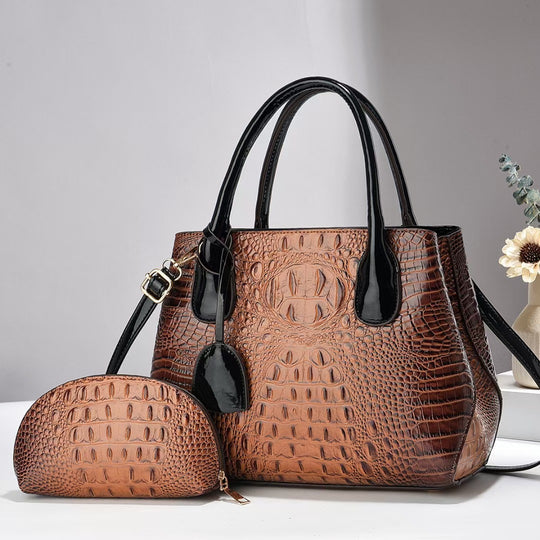 Damen Handtasche mit elegantem Krokodil-Look und abnehmbarer Clutch Nord Taschen