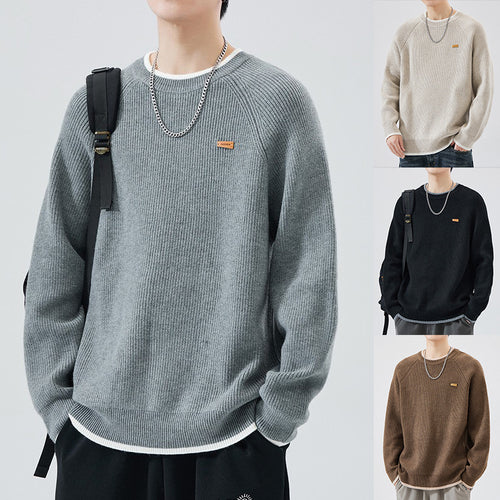 Herren Modischer Grobstrickpullover mit Rundhalsausschnitt Nord Taschen