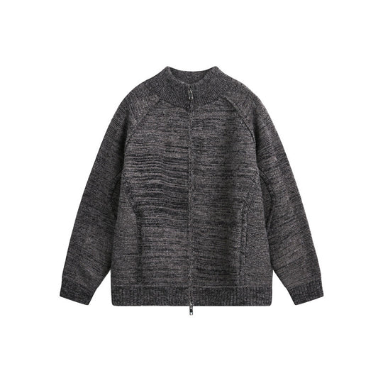 Unisex Strick‑Zipjacke mit Stehkragen, Raglanärmeln und gerippten Bündchen Nord Taschen