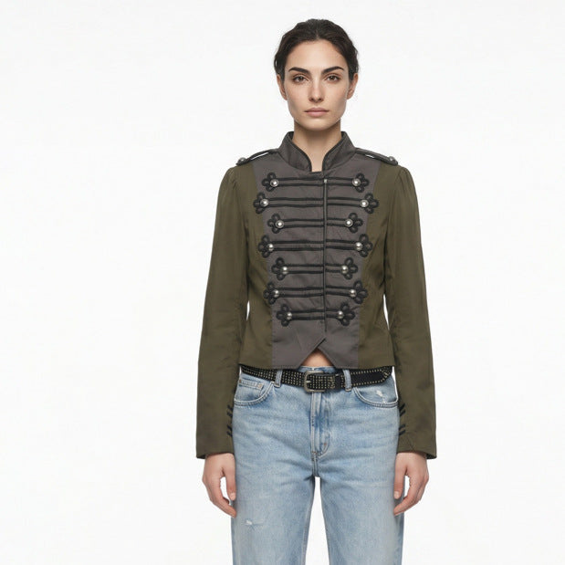 Damen Kurz geschnittener militärinspirierter Blouson mit Zierkordeln Nord Taschen