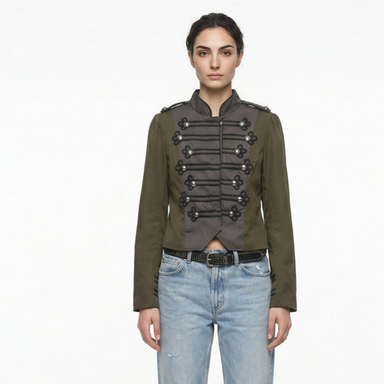 Damen Kurz geschnittener militärinspirierter Blouson mit Zierkordeln Nord Taschen