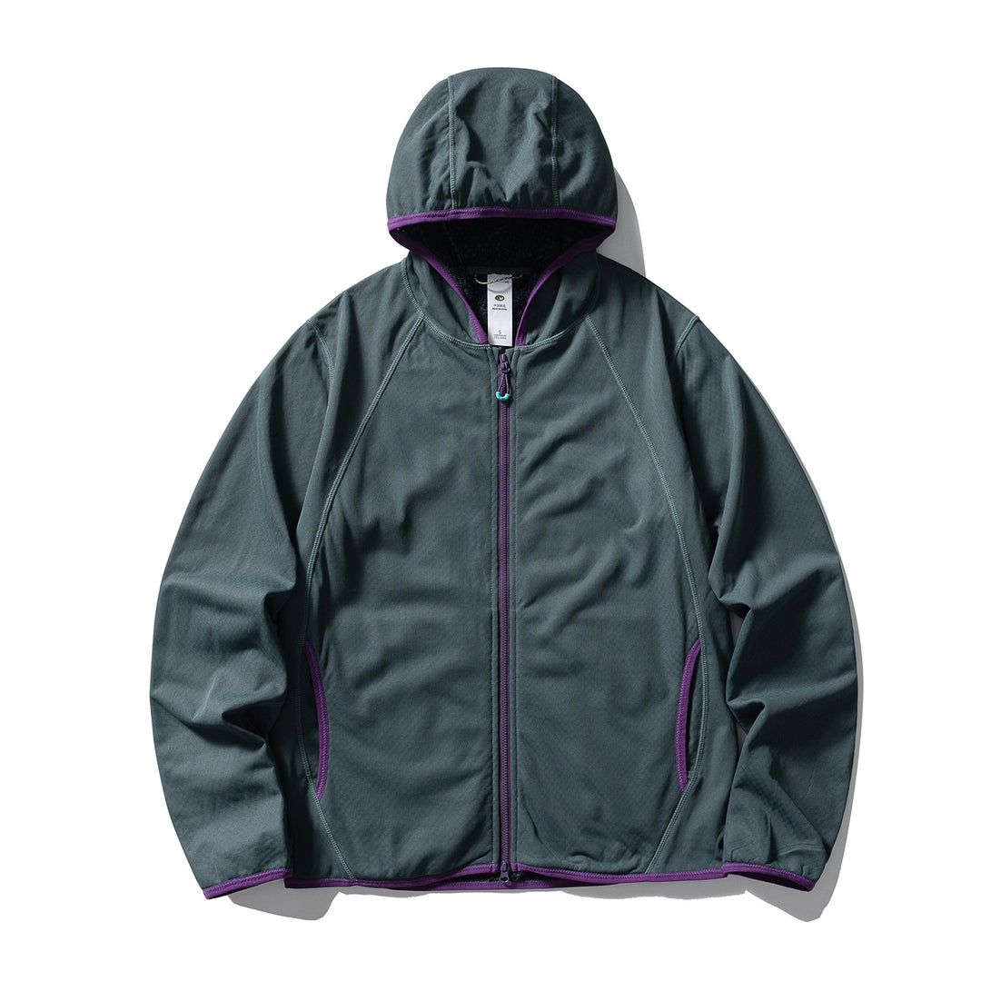 Unisex Leichte Kapuzen‑Fleecejacke mit Raglanärmeln und kontrastierter Kantenverarbeitung Nord Taschen
