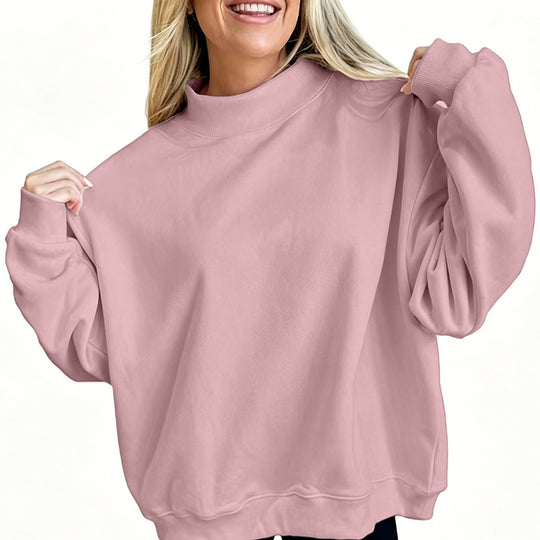 Damen Oversize Sweatshirt mit Stehkragen und Ballonärmeln Nord Taschen