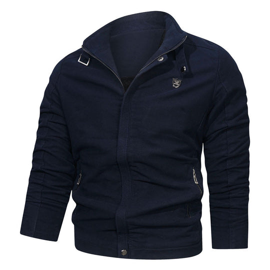 Herren Slim-Fit Canvas-Bomber mit Hochkragen, Schnallenakzent und verdeckter Reißverschlussleiste Nord Taschen
