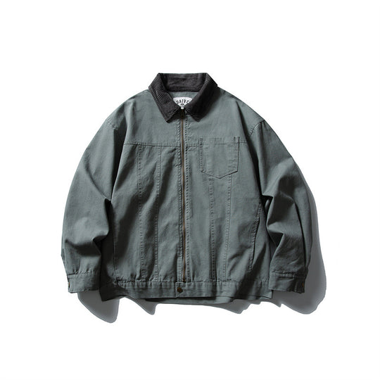 Herren Boxy-Canvas-Blousonjacke mit Cordkragen und durchgehendem Reißverschluss Nord Taschen