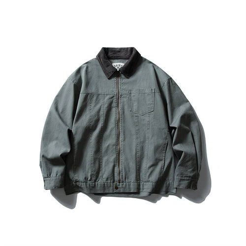 Herren Boxy-Canvas-Blousonjacke mit Cordkragen und durchgehendem Reißverschluss Nord Taschen