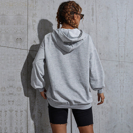 Damen Oversize-Kapuzenpullover mit Kängurutasche und gerippten Bündchen Nord Taschen