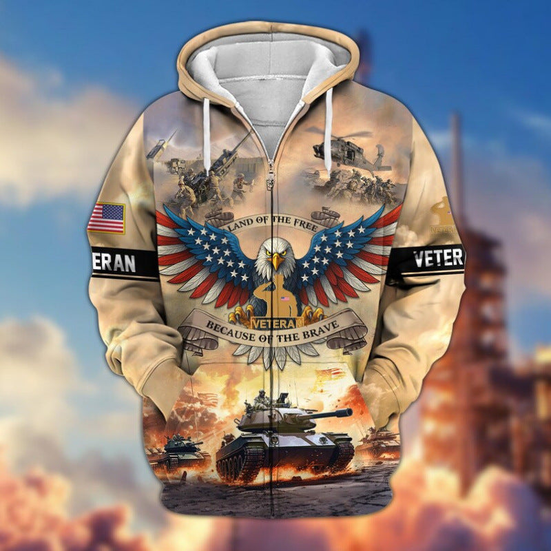 Herren Kapuzensweater mit amerikanischem Veteranenmotiv Nord Taschen