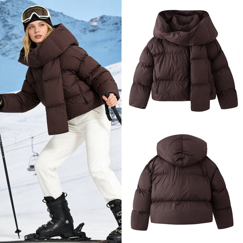 Damen Kurzgeschnittene Steppjacke mit voluminösem Schalkragen und Wattierung Nord Taschen