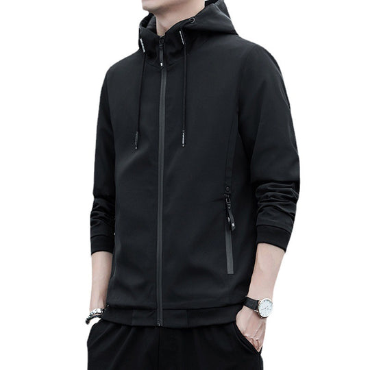Herren Urbaner Softshell-Hoodie mit getapten Nähten, verstellbarer Kapuze und Zipper-Taschen Nord Taschen
