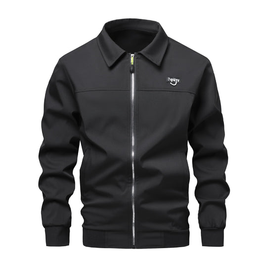 Herren Collar-Zip-Blouson aus Softshell mit gerippten Bündchen & Smiley-Patch Nord Taschen
