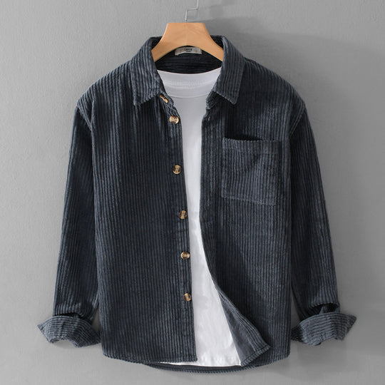 Herren Cord-Overshirt mit breiter Rippenstruktur, Brusttasche und Relaxed-Fit Nord Taschen