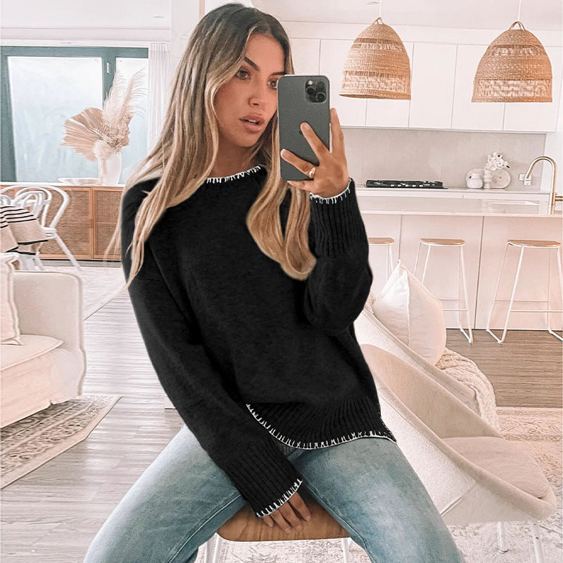 Damen Modischer Oversized Pullover Nord Taschen