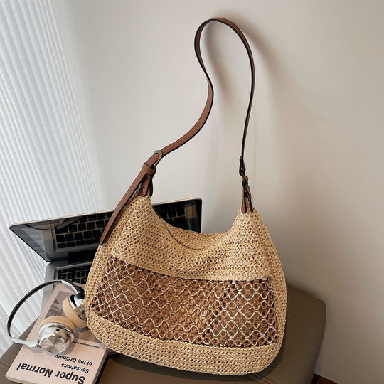 Damen Hobo-Tasche aus geflochtenem Naturmaterial mit einzigartiger Struktur Nord Taschen