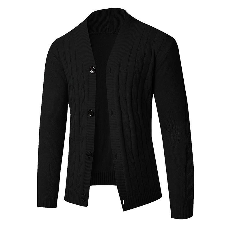 Herren Strickcardigan mit Schalkragen, Zopfmuster und Knopfleiste Nord Taschen