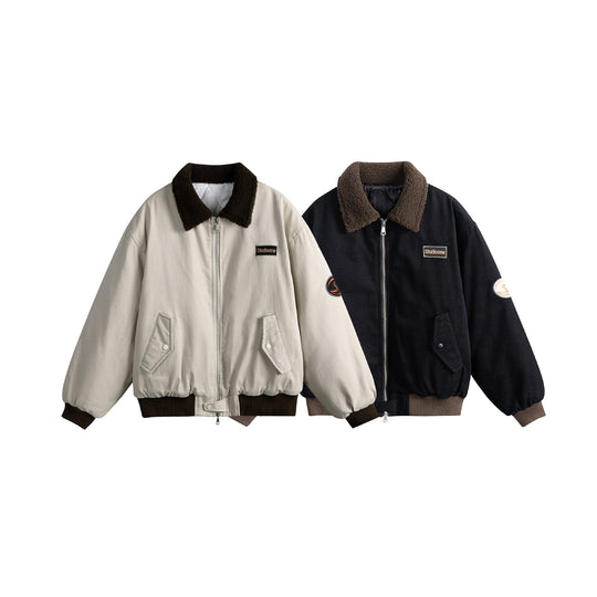 Unisex Boxy‑Bomberjacke mit Teddykragen, Cordoptik und Utility‑Taschen Nord Taschen