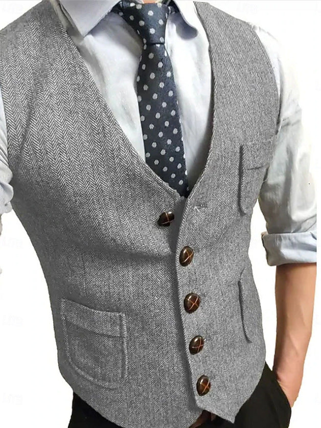 Herren Eleganter Weste aus Herringbone-Stoff Nord Taschen