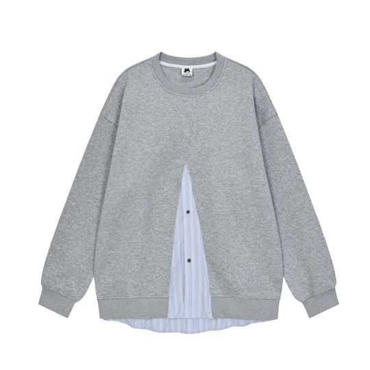 Damen Lässiges Oversize-Sweatshirt mit eingearbeitetem Hemd-Detail und Front-Öffnung Nord Taschen