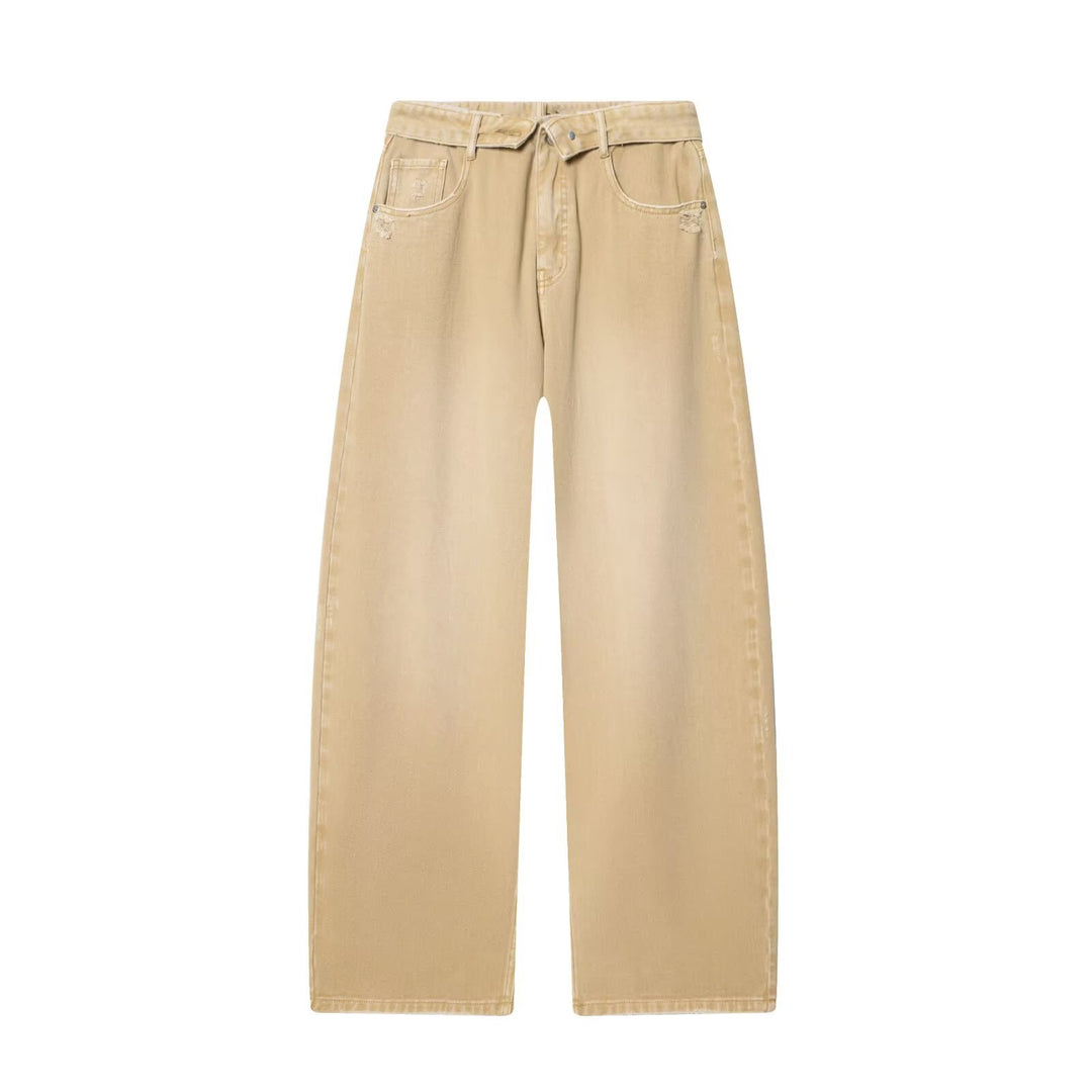 Damen 10+ hochtaillierte weite Culotte-Jeans mit lässiger Used-Optik und gekürztem Bein Nord Taschen
