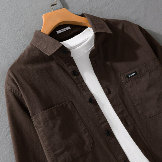 Herren Baumwoll-Overshirt im Hemdjackenstil mit aufgesetzten Brusttaschen und relaxed Fit Nord Taschen