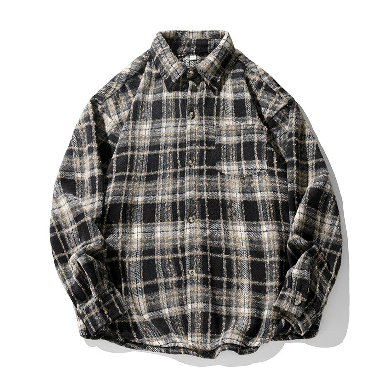 Unisex Overshirt im Wollfleece-Karomuster mit kastigem Schnitt und aufgesetzter Brusttasche Nord Taschen