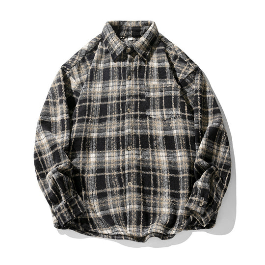 Unisex Overshirt im Wollfleece-Karomuster mit kastigem Schnitt und aufgesetzter Brusttasche Nord Taschen