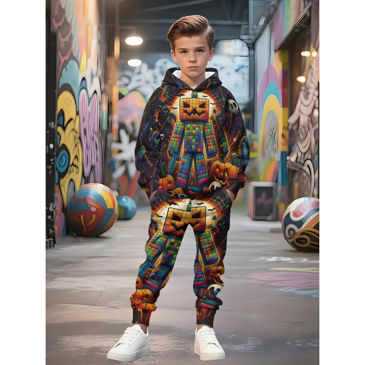 Unisex Kinder Jogginganzug mit Kapuzenpullover und detailreichem Auto-Print Nord Taschen