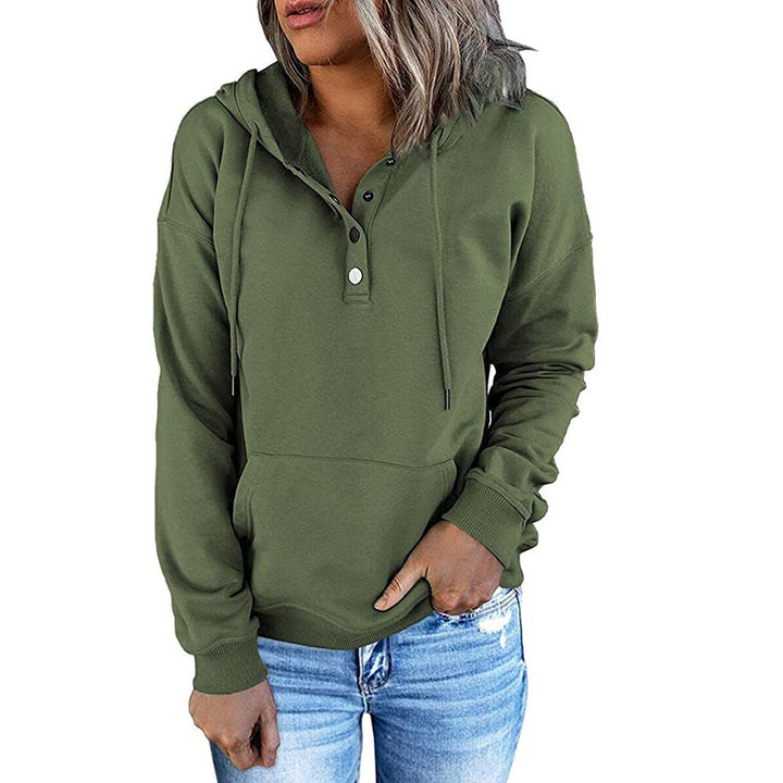 Damen Kapuzenpullover mit Knopfdetails und weichem Fleece-Material