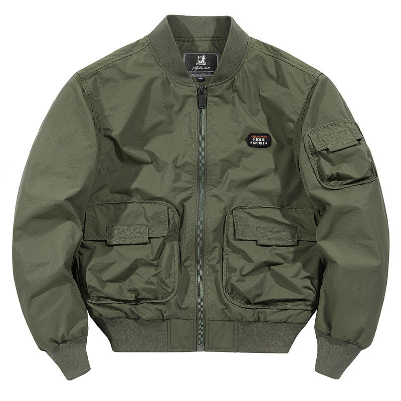 Herren leichter Nylon-Bomber im Utility-Look mit Mehrfachtaschen und Rippbündchen Nord Taschen