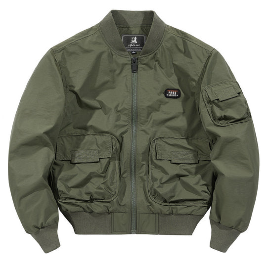 Herren leichter Nylon-Bomber im Utility-Look mit Mehrfachtaschen und Rippbündchen Nord Taschen