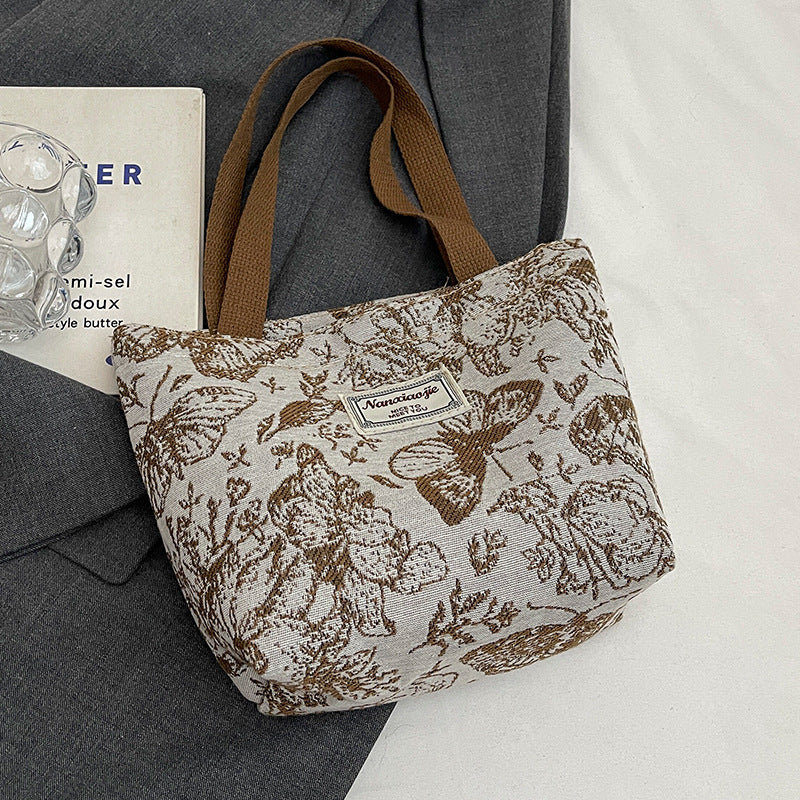 Damen Jute-Handtasche mit floralem Design Nord Taschen