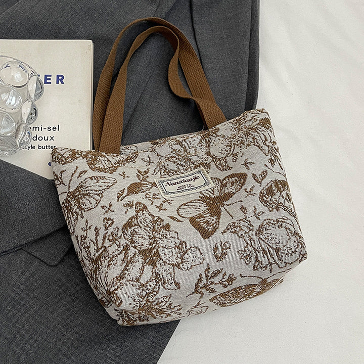 Damen Jute-Handtasche mit floralem Design Nord Taschen