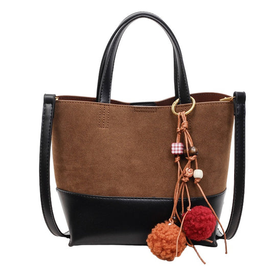 Damen modische Wildleder-Handtasche mit abnehmbaren Anhängern Nord Taschen