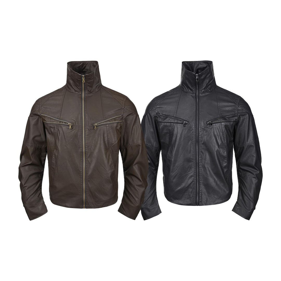 Herren Lederoptik‑Blouson mit hohem Stehkragen und Reißverschluss‑Brusttaschen Nord Taschen