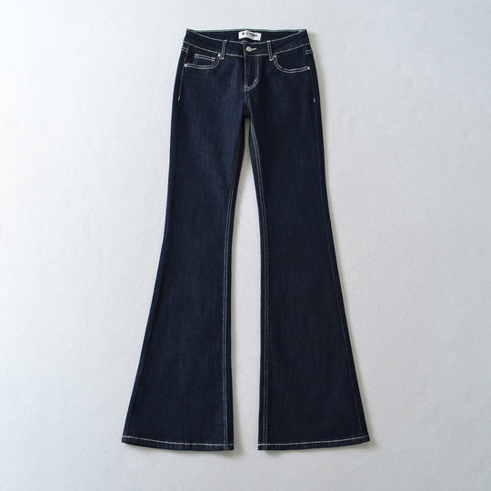 Damen Flared-Jeans mit dekorativer Mittelnaht und Kontrastnähten Nord Taschen