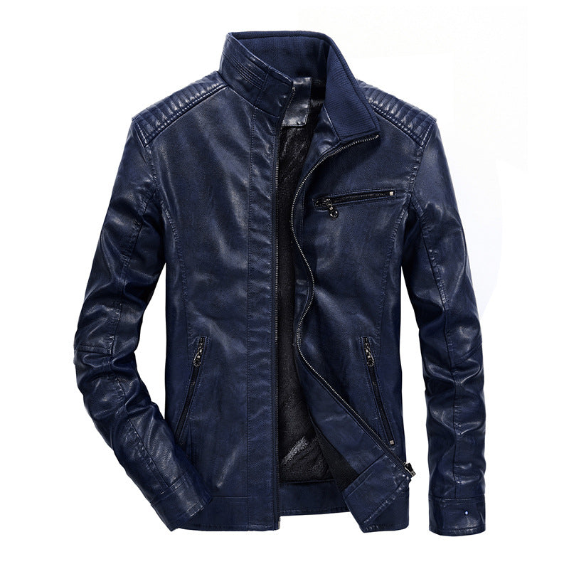 Herren schmal geschnittenes Kunstleder-Blouson mit hochschließendem Stehkragen und Schultersteppung Nord Taschen