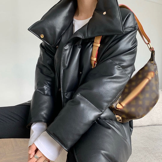 Damen Modische Oversized Daunenjacke Nord Taschen