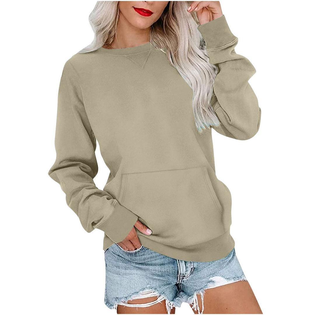 Damen Lockeres Sweatshirt mit Rundhalsausschnitt und Kängurutasche Nord Taschen