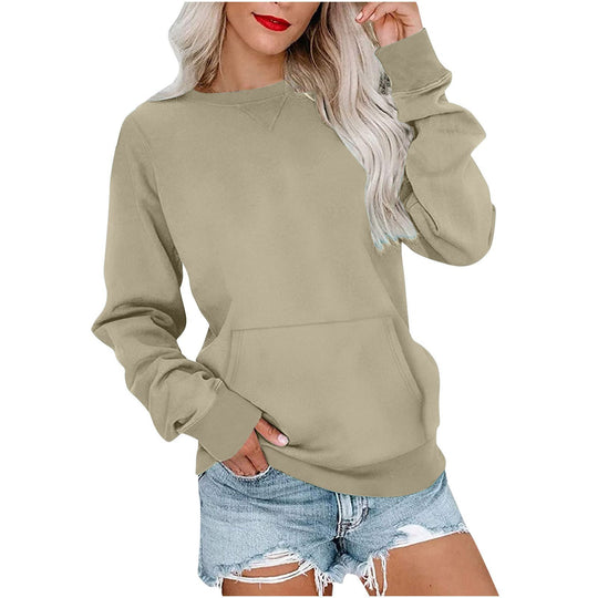 Damen Lockeres Sweatshirt mit Rundhalsausschnitt und Kängurutasche Nord Taschen