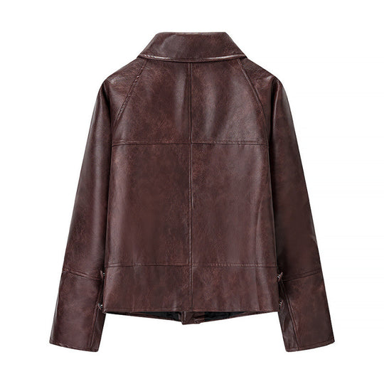 Damen Kurzjacke aus Kunstleder im Boxy‑Cut mit dekorativen Nahtdetails Nord Taschen