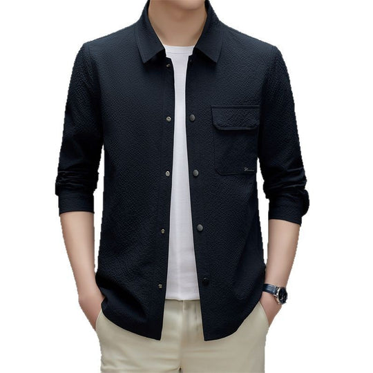 Herren Legeres strukturiertes Overshirt mit Brusttasche und Knopfleiste Nord Taschen