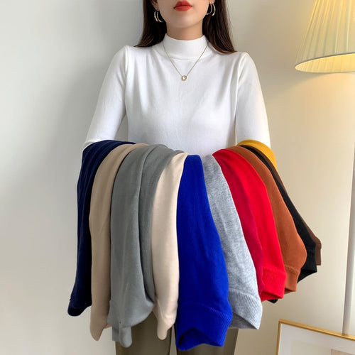 Damen Feiner Langarm-Feinstrickpullover mit schmalem Stehkragen und gerippten Bündchen Nord Taschen