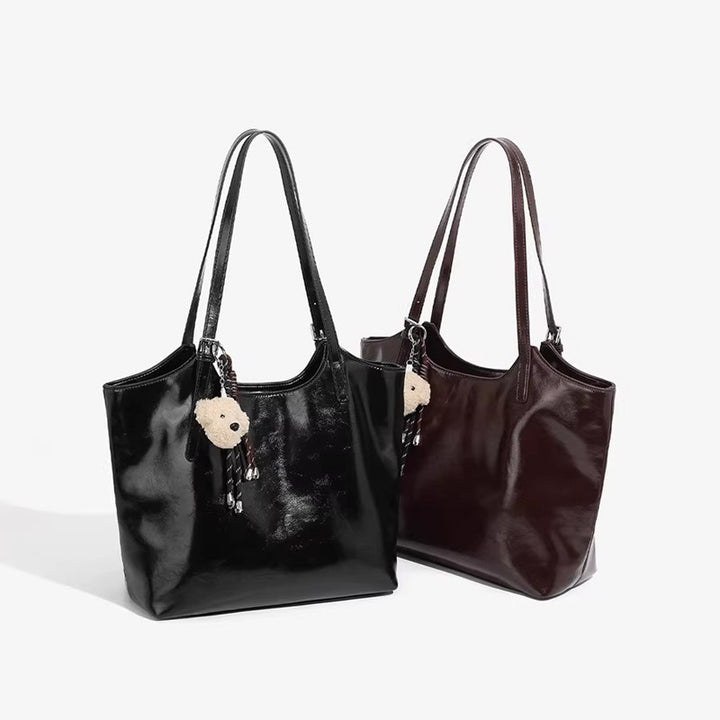 Damen Tote-Tasche mit elegantem glänzenden Kunstleder und praktischen Innenfächern Nord Taschen