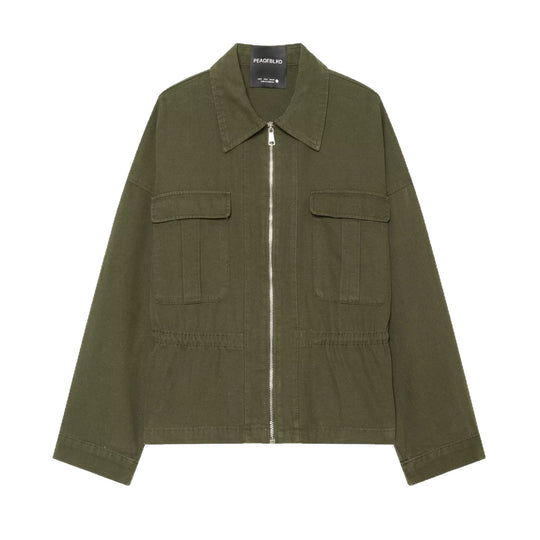 Damen kurze Utility-Jacke mit Reißverschluss, aufgesetzten Brusttaschen und Taillenzug Nord Taschen