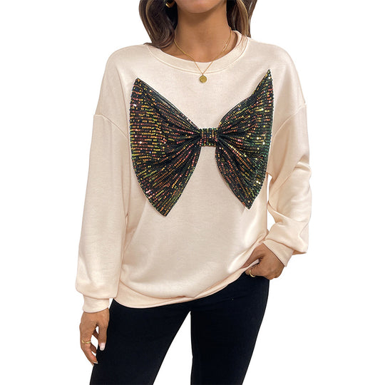 Damen Lässiger Pullover mit funkelndem Schleifenmotiv Nord Taschen