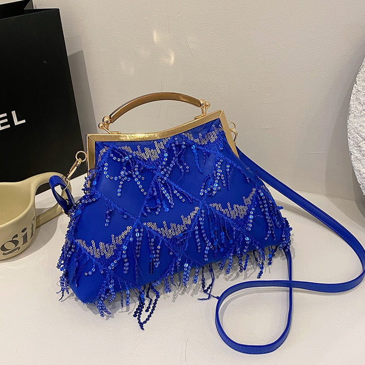 Damen Glamouröse Handtasche mit Fransen und Strass Nord Taschen