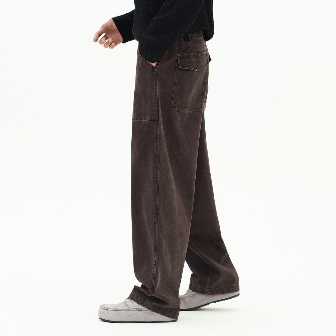 Damen Weite Utility-Jeanshose mit hoher Taille und großen aufgesetzten Taschen Nord Taschen