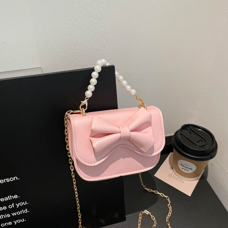 Damen Handtasche mit elegantem Schleifendetail und Perlenhenkel Nord Taschen
