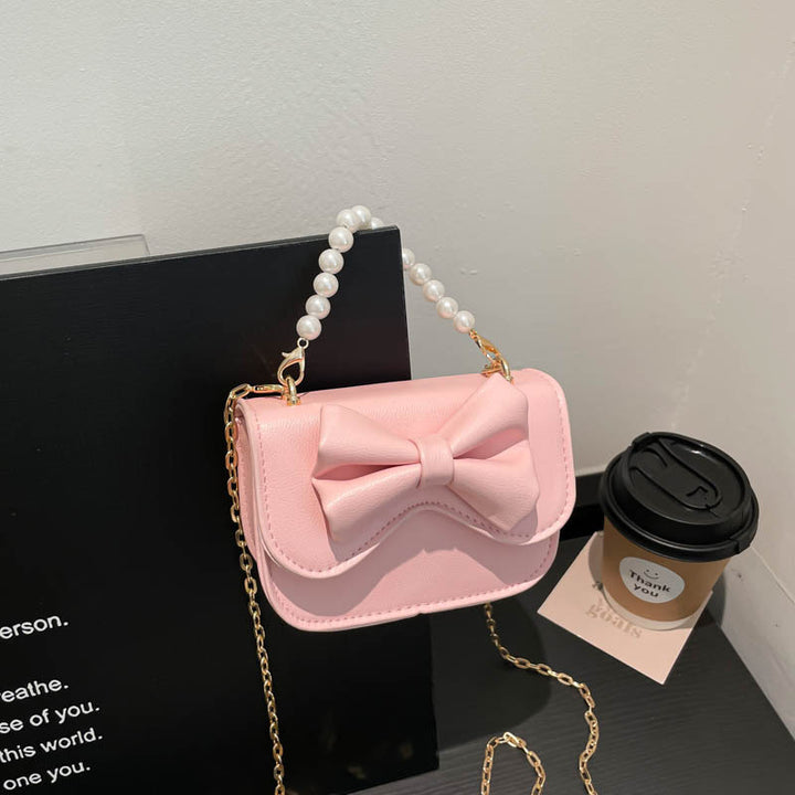 Damen Handtasche mit elegantem Schleifendetail und Perlenhenkel Nord Taschen