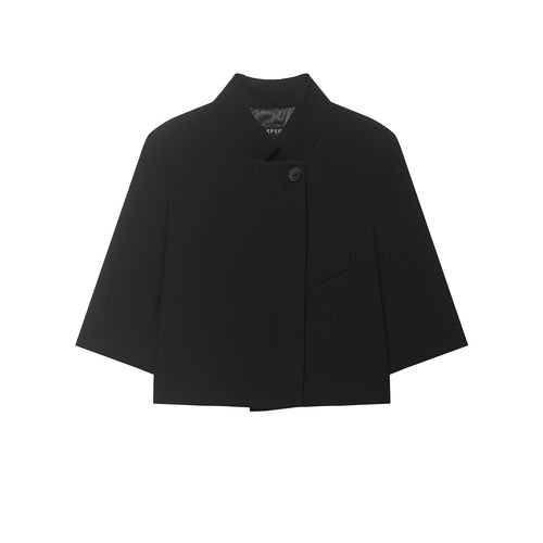 Damen Kurze Boxy-Capejacke mit Stehkragen, verdeckter Knopfleiste und Pattentasche Nord Taschen